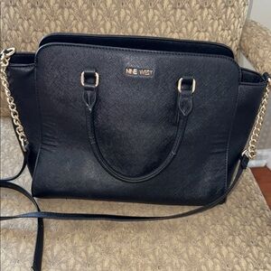 Nine West Black Satchel with Gold Accents